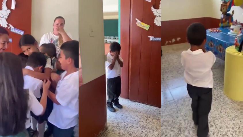 Niño llora cuando sus compañeros le celebran por primera vez su cumpleaños