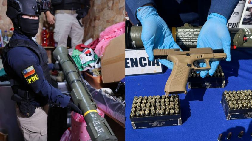 PDI desbarata clan familiar de traficantes en Macul: Incautaron un lanzacohetes y una granada 