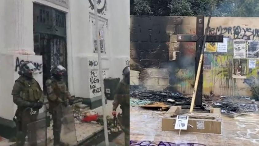 Grupo de encapuchados atacó mausoleo de Carabineros y tumba de Jaime Guzmán