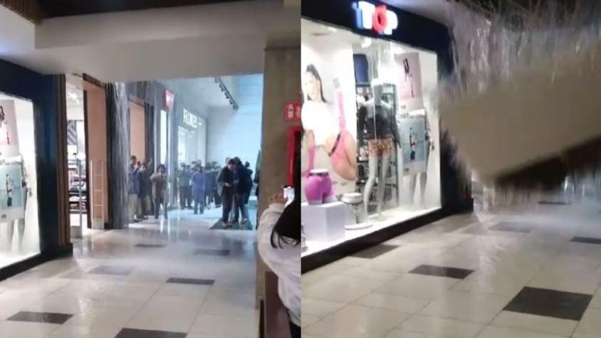 Captan momento en que techo del Mall de Chillán colapsa producto de las lluvias