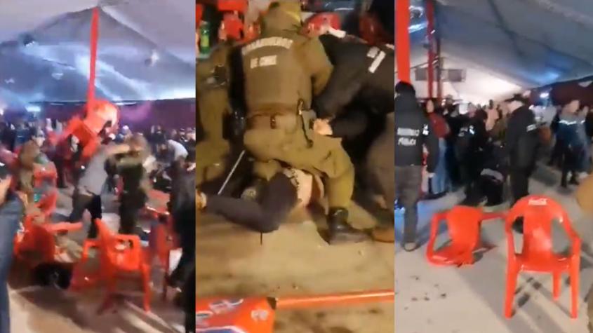 Fiestas Patrias: Brutal pelea a sillazos en fondas de Curicó deja dos detenidos y un guardia herido
