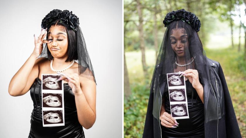 "¡Q.E.P.D la vida sin hijos!": Mujer anunció embarazo con sesión fotográfica de un funeral