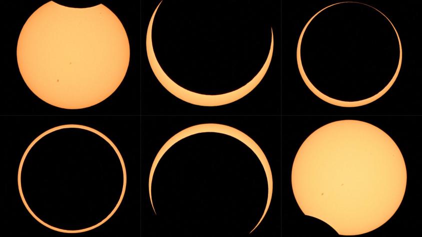 Así fueron las distintas fases del "anillo de fuego" del eclipse anular solar
