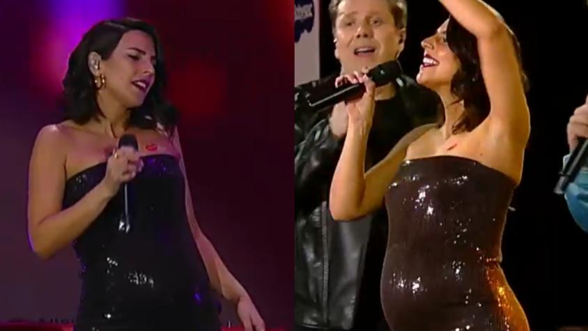 Daniela Castillo se lució cantando con sus seis meses de embarazo en el cierre de la Teletón
