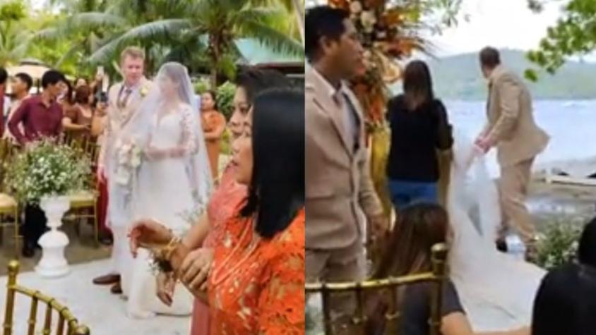 Graban el momento exacto en que matrimonio es interrumpido por terremoto en Filipinas