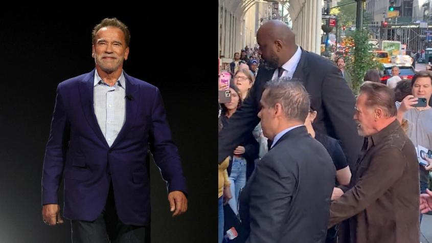 ¡Tremendo escolta! Arnold Schwarzenegger sorprendió con gran acompañante 