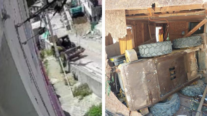 Maquinaria pierde el control y destruye parte de una casa en Valparaíso