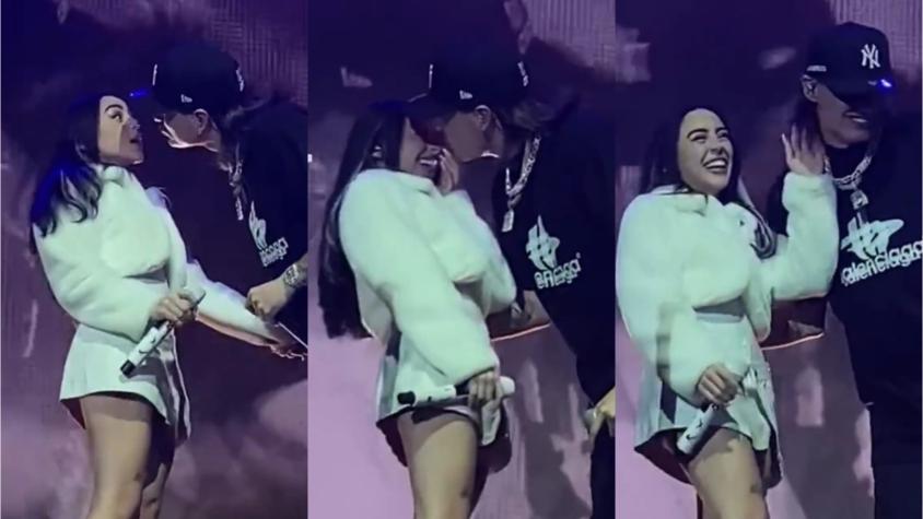 Nicki Nicole y Peso Pluma confirmaron su relación amorosa con un beso en pleno concierto: "Te amo, mi amor"