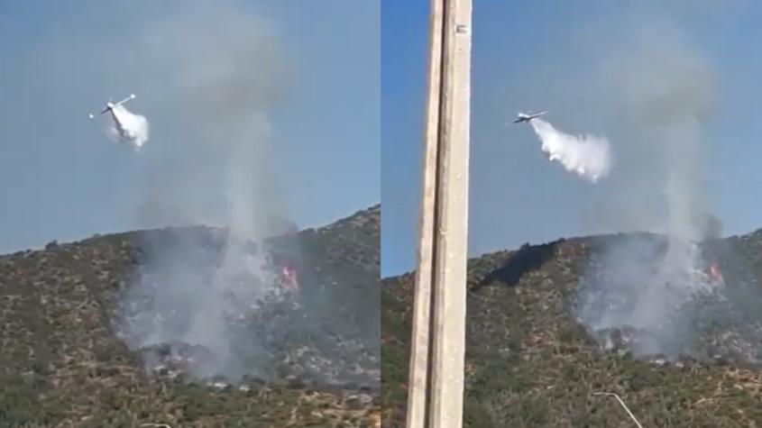 Incendio en Quilpué: Aero Tanker reaparece y ayuda a combatir las llamas