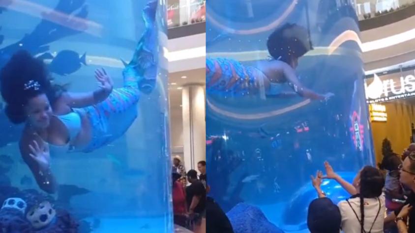 Mujer disfrazada de sirena casi se ahoga en medio de un show infantil
