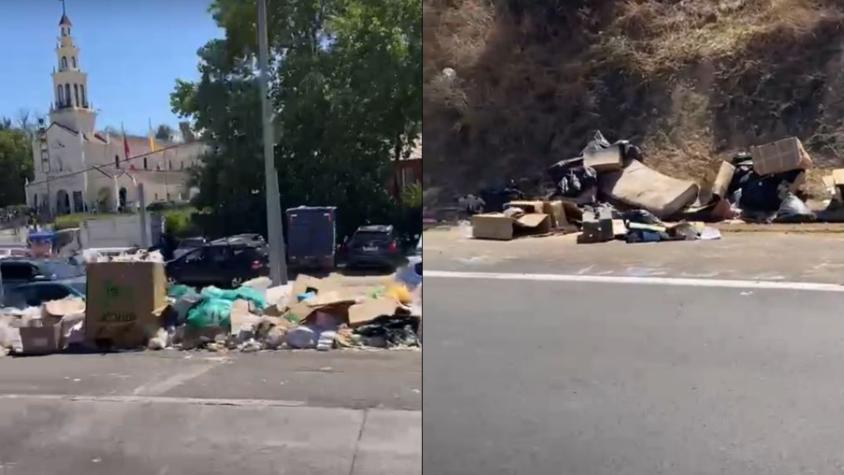Lleno de basura y con colchones en autopista: Viralizan el deplorable estado en que quedó Ruta 68 tras peregrinación a Lo Vásquez