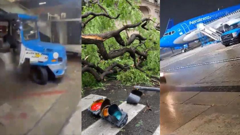 Aviones arrastrados y techos caídos: Los increíbles videos de la tormenta que azotó a Argentina