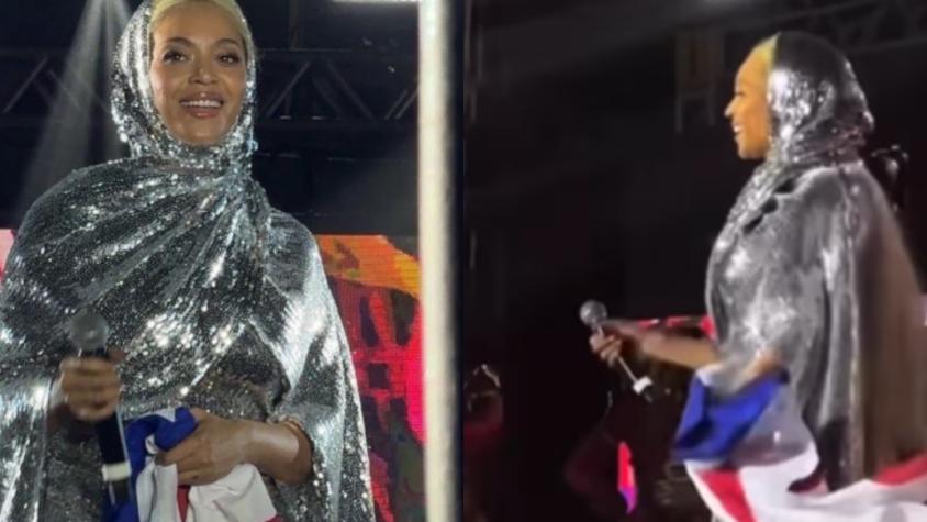 ¿Era una bandera chilena? La incógnita en redes sociales por un regalo a Beyoncé en Brasil