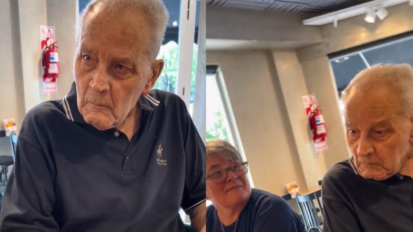 "O sea que si yo vengo sin eso...": La tierna y viral reacción de abuelo de 91 años al ver por primera vez un QR para escanear la carta