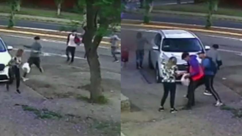 Cámara de seguridad capta el violento robo que sufrieron una madre y su hijo de 9 años en Peñalolén