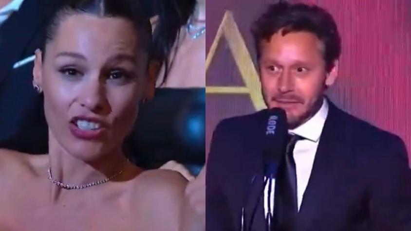 La furiosa reacción de Pampita tras ser enfocada cuando Benjamín Vicuña recibió premio en los Martín Fierro de la Moda