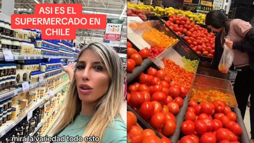 "Te crees que estás en Disney": La emoción de tiktoker argentina al recorrer supermercado chileno 