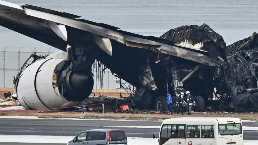 Impactantes imágenes de cómo quedó el Airbus de Japan Airlines tras grave choque de aviones en Tokio
