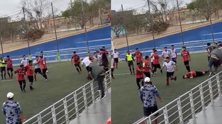 Se viraliza brutal batalla campal en partido de fútbol amateur en Antofagasta