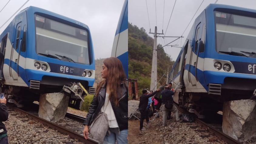 Roca gigante impactó a vagón del Metro de Valparaíso y pasajeros tuvieron que evacuar por una escalera