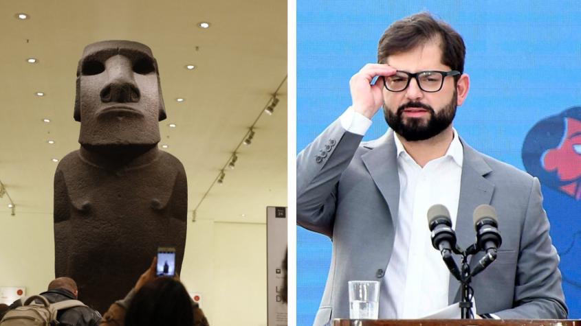 "Que nos devuelvan el moai”: Boric alude a campaña para recuperar escultura de manos inglesas