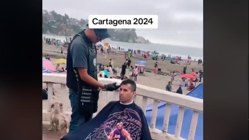 Viralizan video de hombre cortando el pelo a otro en Cartagena