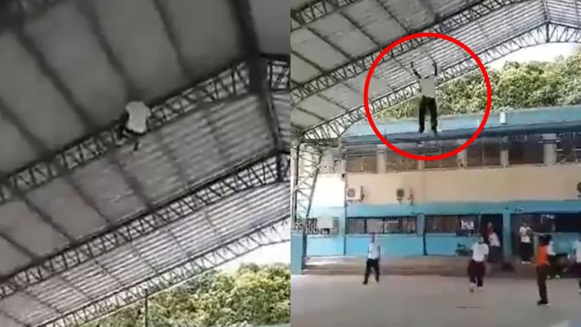 Fuertes imágenes: Joven cayó del techo del gimnasio de su colegio en Ecuador