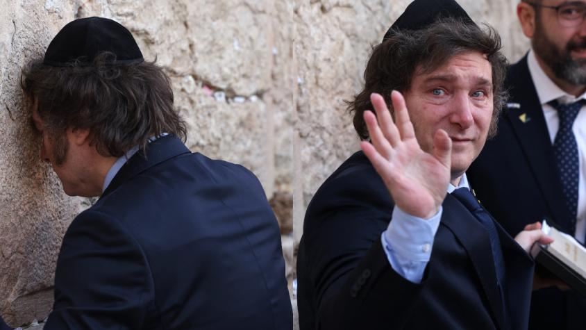 Javier Milei lloró en el Muro de Los Lamentos: dijo que trasladará embajada argentina a Jerusalén