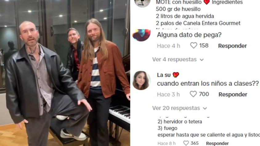Chile no perdona ni olvida: Maroon 5 publica video en TikTok y chilenos llenaron los comentarios con recetas 