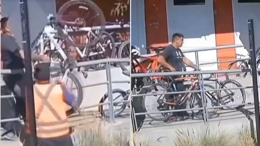 Cortan, roban y cargan: Captan a sujetos robando bicicletas a plena luz del día en Buin