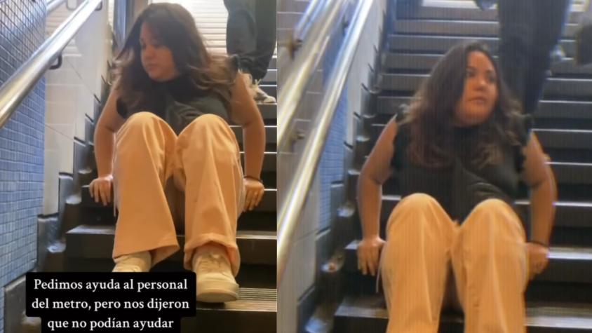 Joven con movilidad reducida denuncia que debió subir escaleras del Metro arrastrándose por falla de ascensor