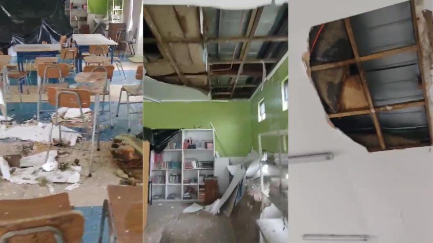 Colegio de Tierra Amarilla sufre colapso de parte de su techo tras fuertes lluvias