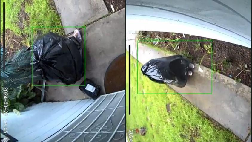 Llamativo robo se viralizó en Estados Unidos: Sujeto se disfrazó de bolsa de basura para robar paquete de una casa