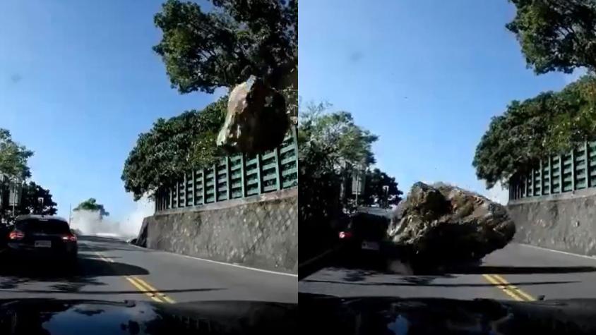 Video capta enormes rocas aplastando autos durante terremoto de Taiwán: conductor se salvó de milagro