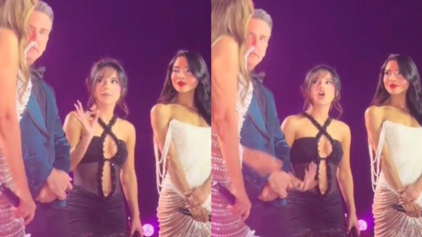 Filtran video de Thalía y Becky G discutiendo en importante premiación: se hicieron extrañas muecas