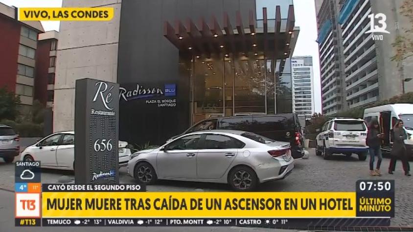 Mujer murió tras caída de ascensor en hotel de la comuna de Las Condes