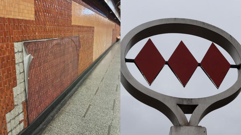 Metro respondió por “arreglo chasquilla” en Estación Central: Colocaron pegatina por falta de lozas en pared