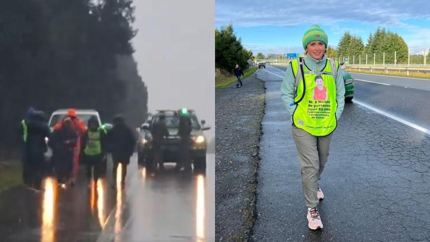 Bajo intensa lluvia: Viralizan nuevo video de madre que camina desde Chiloé a Santiago para pedir ayuda por su hijo