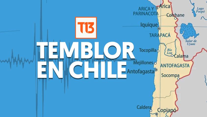 Registran temblor en la Región de Antofagasta