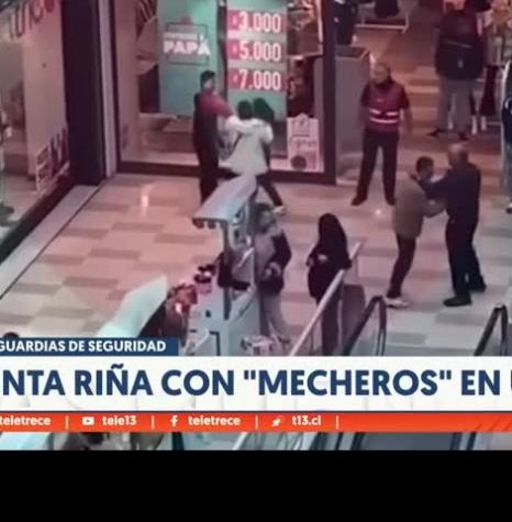 Viralizan violenta pelea entre guardias y "mecheros" en mall de Valparaíso
