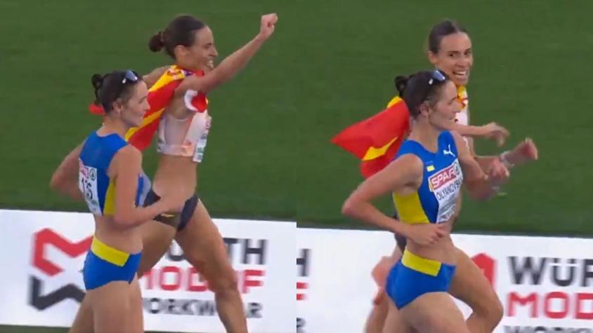 Insólito error: Atleta española pierde medalla a centímetros de la meta por celebrar antes de tiempo