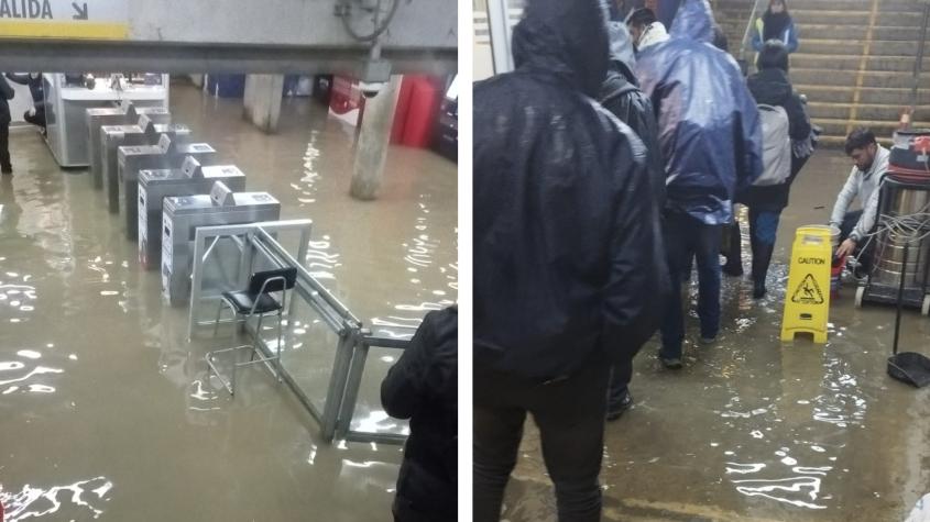 Lluvia en Valparaíso provoca inundación en estación de metro Villa Alemana