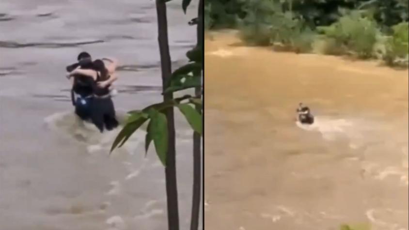 Trágicas imágenes: captan a tres jóvenes abrazándose antes de desaparecer en un río en Italia