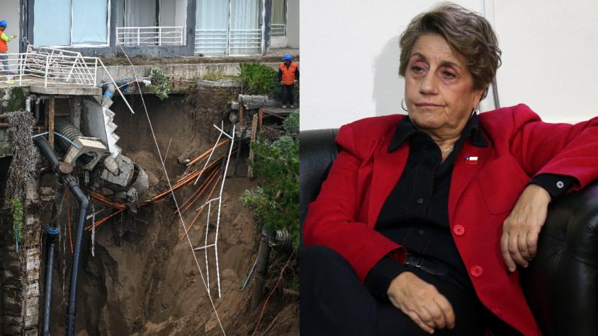 Ministra del MOP apunta a las empresas por responsabilidad en socavón en Reñaca: "La constructora pasa piola"