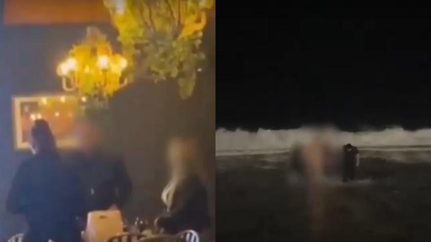 Iquique: Hombre hizo perro muerto, agredió a los garzones y se lanzó desnudo al mar