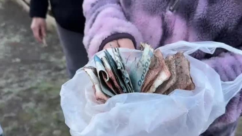 Mujer enterró 3 millones de pesos en su patio en Curicó: Billetes quedaron destruidos tras sistema frontal
