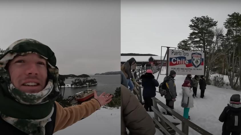 "Más tranquilo que esto no hay": Youtuber se asombra con paisajes chilenos del pueblo más austral del mundo