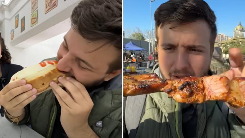 Youtuber venezolano probó comida típica chilena y generó un debate tras comer preparación callejera