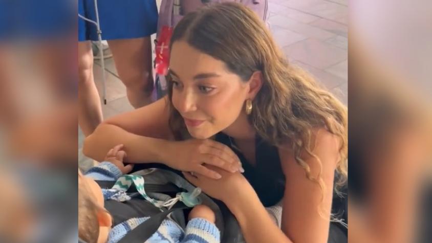 Influencer chilena se reencuentra con su bebé tras dos semanas de viaje: momento encendió debate en redes