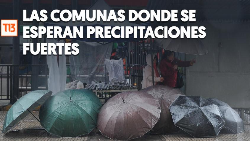 Alerta temprana preventiva por lluvias en la RM: Las comunas donde se esperan "precipitaciones fuertes"